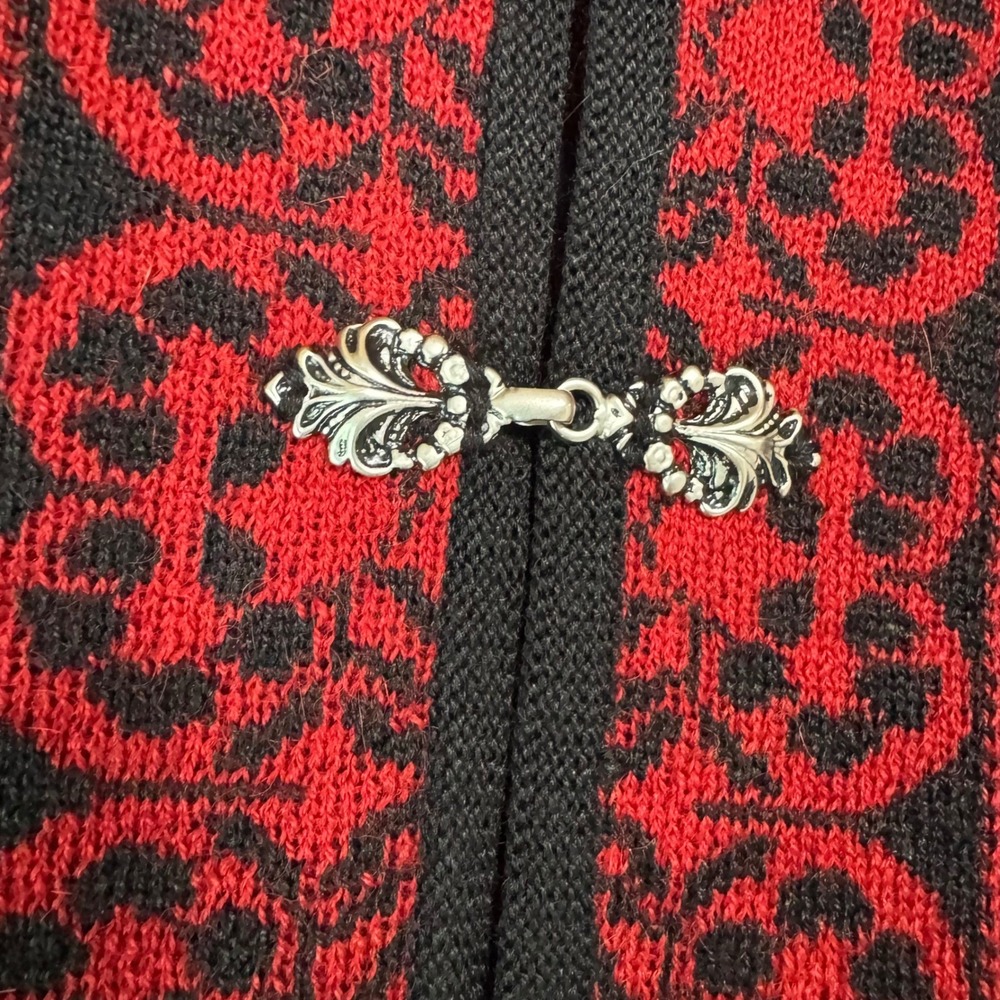 NorthStyle Alpaca Blend Cardigan Sweater Black Red Floral Embroidered Clasp M - Picture 7 of 8